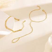 MBW Gold Bracelets Women, Dainty 14K Gold Plated Bracelet Stack Beaded Chain Bracelet Set Thin Small Cute Paperclip Bracelets Fashion Waterproof Jewelry Gold Accessories Women - HC GD3 - 查看 4