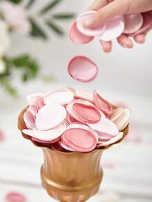 50/100/500pcs Silk Rose Petals, Satin Fabric Wedding Aisle Decorations For Cake Table/Flower Girl Basket/Bridal Shower, Romantic Bedding Scatter Flowers (4cm Bowl Shape, Burgundy Cream Mix)