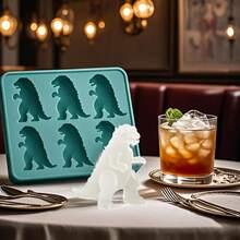 1 件怪物冰模，自制风味冷冻零食模具大号硅胶冰块模具可制作 6 个巨型威士忌冰龙硅胶 - 彩色 - 查看 5