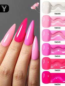 YOKEFELLOW 6色亮粉色凝胶指甲油，10毫升春夏彩色凝胶指甲油，光泽持久，可使用LED UV灯轻松卸除，打造沙龙级美甲效果，适合美甲沙龙、美甲店、DIY居家使用，女士适用，2025母亲节新品礼物 - 彩色 - 查看 2