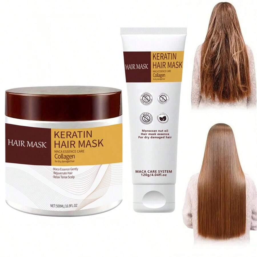 Máscara Capilar Essência de Colágeno e Óleo de Argan para Reparação Profunda de Cabelos Secos e Danificados, Todos os Tipos de Cabelo