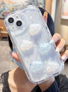 Clouds Apple Phone Transparent Resin Holographic Cloud Cream Texture Protective Case