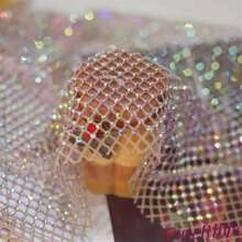 African Nigerian AB Rhinestone Fabric Glitter Rhinestone Mesh Fabric Stretch Crystal Glass Trim For Sewing Bag Shoes Dress Garment Decor