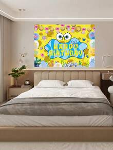 Spongebob SquarePants Themed Photography Background Fabric, Children's Birthday Party Photo Banner Decoration