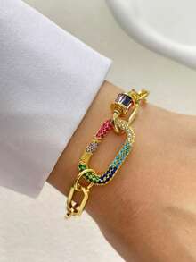 STYLEVER 1 件多色登山扣锁扣链、吊坠手链、不锈钢链首饰、节日礼物、珠宝礼物 - 金黃色 - 查看 5