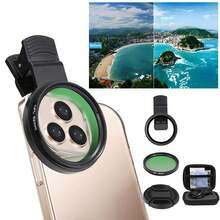 Universal Phone Camera Lens Polarizer Filter Suitable For Mobile Phone Lenses Reduce Reflections Enhance Colors And Improve Shooting Quality Compatible With Iphone Android Phone For Summer Vacation, Travel, Creative Photography, Social Media Content, Vlogging Phone Accessories - Black - View 1