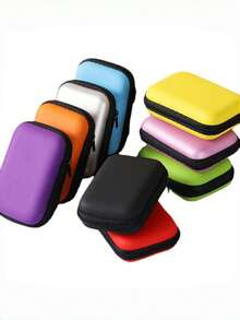 1/2 件波西米亚风格 EVA 耳机盒 - 紧凑型旅行收纳盒，可收纳耳机、充电器、电缆等，配有拉链封口、便携包支架、小袋、电子收纳盒、SD 卡、珠宝盒 - 彩色 - 查看 13