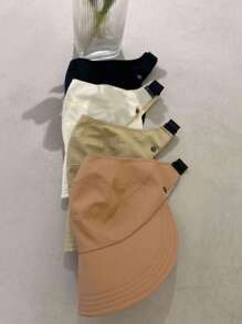 Breathable Women's Foldable Sun Hat, Wide Brim, UV Protection, Open Top Pointed Visor, Suitable For Ponytail