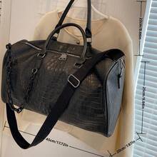 1 件极简主义鳄鱼皮纹理旅行包，可手提或斜挎，适合商务旅行、旅行、返校、搬家旅行收纳袋旅行装备机场旅行用品衣服行李袋创意男孩礼物男朋友爸爸生日礼物学校包学校配件学校用品 - 彩色 - 查看 3