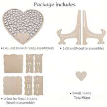 Wedding Guest Book Alternative, Guest Book Wedding Reception With 90 PCS Wooden Hearts Guest Book Signs For Wedding Anniversary Birthday Party Baby Shower