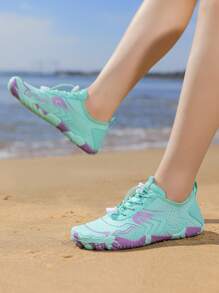 1 Paar Damen Sporty Sommer Farbverlauf Muster Strandstrümpfe, schnelltrocknende barfußgeeignete Wasserschuhe passend für Strand, Party, Camping, Fluss, Radfahren, Schwimmen, Angeln, Fitness, Yoga, Home Workout