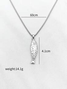 1pc Gold-Tone Stainless Steel Cute Salted Fish Ocean Style Necklace, High-End