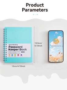 1 pièce Carnet de mots de passe multicolore au format A6, carnet de journalisation des mots de passe avec index des identifiants de site Web en spirale en PP, carnet de conservation des mots de passe, fournitures scolaires, rentrée scolaire
