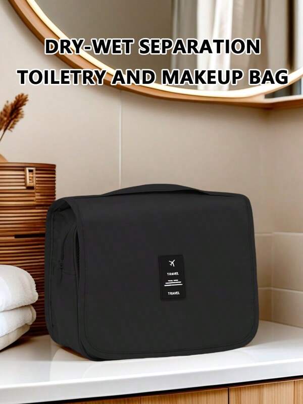 1 Piece Makeup Bag, Letter Patch Decorated Makeup Bag Hook Makeup Bag Blue Large Capacity Makeup Bag Makeup Bag Cosmetic Bag Skin Care Bag Toiletry Bag Storage Bag, Travel Essentials Cruise Essentials Dormitory Essentials, Wedding Bridesmaid Gifts, Mom Gifts, Birthday Gifts, Gifts For Friends And Teachers, Home Decor, Bathroom Living Room Bedroom Decor, Bathroom Storage Box, Jewelry Storage Box, Lip Oil Storage Box, Nail Polish Storage Box Cosmetic Storage Box Makeup Travel Toiletries Storage Box Essentials Gift Storage Zipper Accessories Nail