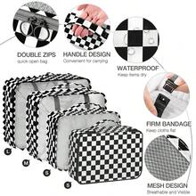 8 Set Travel Storage Bag Packing Cubes Portable Clothes Packing Cubes,Lightweight Waterproof Luggage Organizer For Clothes, Shoes, Makeup, Accessories - Black and White - View 3
