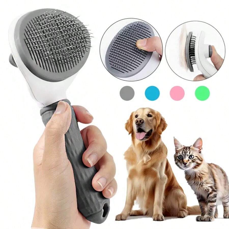 1pc Pet Grooming Deshedding Brush, Pet Dematting Tool, One-Click Easy Removal Of Pet Dog/Cat Undercoat, Pet Deshedding Brush, Cat/Dog Desheding Tool, Pet Grooming Supplies - Multicolor - View 1