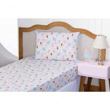 Single Sheet Set With 2 Pieces Printed Cotton Fabric With Elastic All Around And Pillowcase In Matchstick Stitch - 粉色 - 查看 2