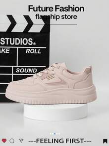 LISM 1 双女士休闲鞋，2025 年春夏新款欧美时尚，百搭运动轻便复古休闲运动鞋 - 卡其色 - 查看 5