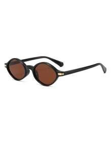 1 Pair Men's Leopard Print Small Frame Cat-Eye Fashion Fashion Glasses, Zinc Alloy, Suitable For Daily Wear