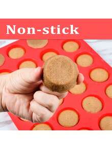 1pc Mini Silicone Muffin Baking Pan, 24-Cup Paper Cupcake Tray, Non-Stick Silicone Baking Mold, Suitable For Making Cupcakes And Mini Cakes - Red - View 7