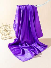 1 pièce Foulard carré en soie mate unicolore pour femme, minimaliste et élégant, adapté aux sorties, aux vacances et à la photographie au printemps, en été et en automne - Doré - Voir 11