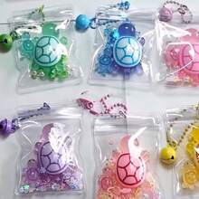 3 قطع سلاسل ترهيط سلحفاة صغيرة تضيء في الظلام، ألوان وأنماط عشوائية، قلادة حقيبة جميلة، تذكارات حفلة، هدية لعشاق السلاحف