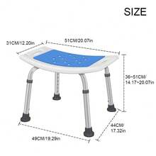 Adjustable Height Shower Chair With Crossbar Support, Non-Slip Metal Stool, Suitable For The Elderly And Disabled, Blue Cushioned Seat, Sturdy Bathroom Bench, Safe And Comfortable Shower, Safe Bathing Solution | Profile Shower Chair | Anti-Slip Structure Back To School - Blue - View 11