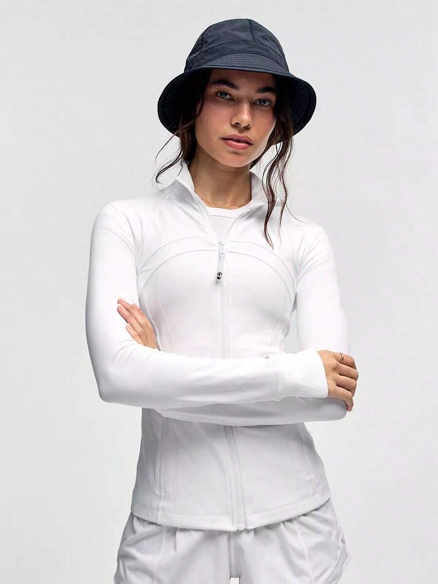 Define Jacket Nulu Women's Lightweight, Full Zip Running Track Jacket-For Yoga Gym Running-Sweat-Wicking-Yoga-All Seasons Sport-Spring/Summer-Autumn/Winter-Back To School - 白色 - 查看 1