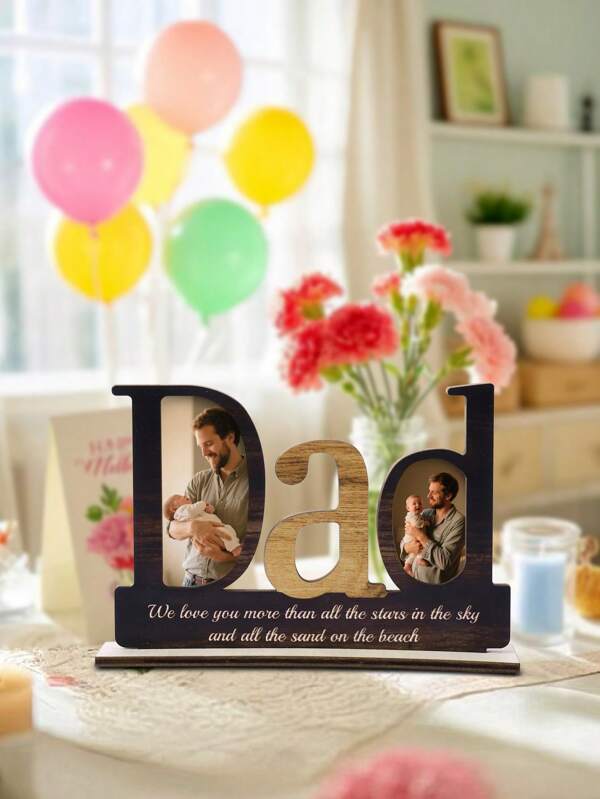Presente do Dia dos Pais para o Pai, Quadro de Fotos com Placa DAD para Decoração de Mesa, Exibir 2 Fotos, Presente do Dia dos Pais, Quadros Fotos para Presente de Pai, Decoração de Casa e Escritório, Presentes de Aniversário de Pai da Filha e do Filho, Quadro de Fotos de Madeira para Decoração de Mesa em Casa