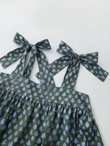 Women Sleeveless A-Line Dress Summer Casual Floral/Stripe Print Tie Up Straps Loose Party Dress For Beach Streetwear - 綠色 - 查看 4