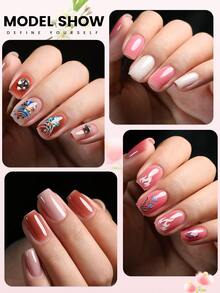 YOKEFELLOW 10毫升6色粉色果冻凝胶指甲油，透明乳白色粉色，持久可卸UV光固化凝胶指甲油，适用于美甲沙龙和居家DIY美甲，是送给女性和女孩的完美礼物。 - 彩色 - 查看 4