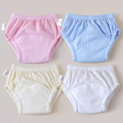 3/4pcs Newborn Potty Training Pants, Washable Lightweight Summer Training Pants For Baby Boys And Girls, Reusable Cloth Diapers, Soft And Breathable Diaper Underwear, Suitable For Potty Training, Outdoor Activities, Newborn Essentials