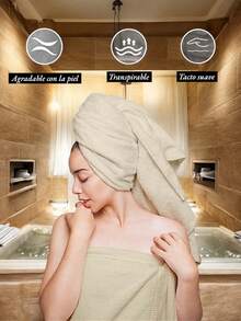 TOALLA DE BAÑO 100% ALGODÓN MEXICANO (Gruesa) ABSORBENTE  70m X 135cm, la cenefa puede variar - Beis - Ver 4