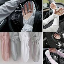 1pair Women's Ice Silk Sun Protection Gloves | Long Cooling UV-Blocking Gloves, Breathable & Stretchy For Outdoor Sports, Driving & Daily Wear – Available In Multiple Colors