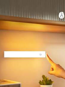 1 pezzo/3 pezzi Striscia luminosa a LED con sensore intelligente, installazione magnetica, ricarica USB, luce notturna a colore caldo, adatta per cucina, armadio, corridoio e scale, camera da letto, illuminazione notturna, cucina, scrivania ecc.
