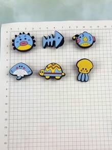 6pcs/Set Octopus & Sea Turtle Cartoon Print Decor Accessories - Suitable For Sandals, Bracelets, DIY Phone Decor, Fishing Fans Birthday & Holiday Gift