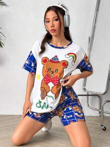 Pijama clásico de satén de seda para mujer, de manga larga, con botones, sedoso, diseño floral, ropa de dormir - Blanco - Ver 3