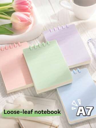 A7 迷你笔记本采用高品质设计，可拆卸页面，360° 可折叠，80 张/160 页，PP 磨砂防水外壳，适用于办公室、学校、会议、会计、DIY、生活记录、学生讲座、工作场所会议、健身计划、返校、工作等。