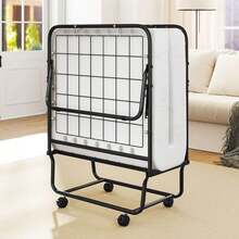 Lifezeal Folding Bed With Mattress 74" X 31" Cot Size Rolling Guest Bed Space Saving - White - View 5