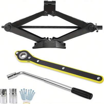 2.5 Ton Car Scissor Jack With Hand Crank & Ratchet Wrench – Heavy Duty 360° Rotating Head Vehicle Lift Tool For Cars, SUVs, Trucks, Auto Tire Change And Maintenance