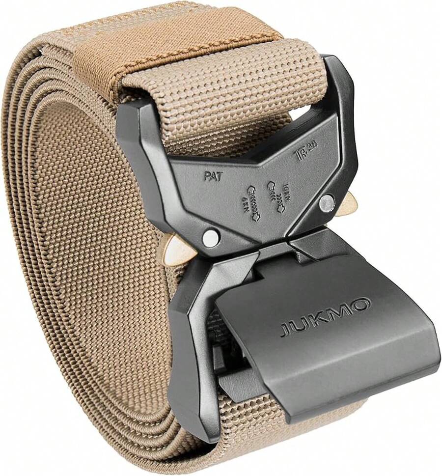 JUKMO Tactical Belt, Hiking Rigger 1.5 Nylon Web Work Belt With Heavy Duty Quick Release - Coyote - View 1