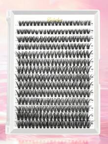 280pcs Lash Clusters 40D DIY Eyelash Extension D Curl Individual Lash Cluster Natural Eyelash Extension Mixed Tray Reusable Handmade Home Application (40D-0.07D-9-16MIX) - Black - View 3