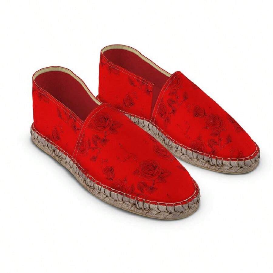 R&RH Ladies Red Roses Espadrilles - Red - View 1