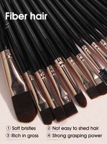 20pcs Professional Eye Makeup Brush Set Including Foundation Brush, Eyeshadow Brush Set, Face Detail Brush, Eyelash Curler, Eyebrow Brush, Suitable For Liquid Cosmetics