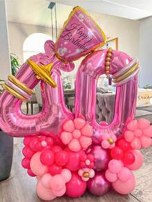 2pcs 40 Inch (101.6cm) Hot Pink Giant Number Helium Foil Balloons, Large Numeric Balloons Suitable For Birthday Party, Bachelorette Party, Anniversary, Birthday Photo Props, Party Decorations - Multicolor - View 8