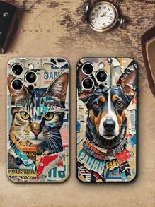2 piezas Funda protectora de teléfono a prueba de golpes con pintura en aerosol de gato y perro en pareja compatible con iPhone 16/16 Pro/16 Plus/16 Pro Max, iPhone 15 Pro Max, iPhone 13, P14, P13, XS, XR, 7/8, P/7 Plus, A50, A12, A32, A52, A72, A51, A21S, A13, A14, S22 Ultra, S23, A33, A53, S20 FE, Redmi 11, 12 Pro, 12/12X, Note 11, 9A, 9C, Poco X3 NFC, Redmi 10, 9, Note 9, 12C, Note 11 Pro, Redmi 10C, Note 8 Pro