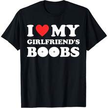I Love My Girlfriend's Boobs Funny I Red Hot Heart Boobies T-Shirt220-Gram Heavy-Duty Cotton Jersey With Motivational Quotes, Featuring A Loose Bow Short-Sleeve Top Designed For Curvy, Curvy, Or Oversized Enthusiasts. Suitable For Women Of All Sizes In A Comfortable, Snug Shirt Made Of Breathable Fabric With Beautiful Butterfly Patterns, Exuding Confidence. Perfect For Spring And Summer Outfits, Leisure, Travel, Or Casual Workdays, This Fashionable Top Is Ideal For Big Girls, Positive Body Messages, And Is An Ideal Gift For Sisters, Wives, Or Friends Who Enjoy A Comfortable Appearance.T-Shirt. - Black - View 1