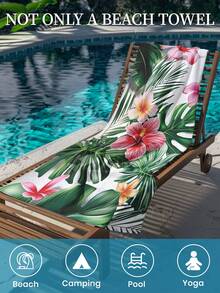1 pieza Toalla de playa estampada, toalla de baño con estampado de flores coloridas, toalla de moda para la playa, toalla de baño súper absorbente
