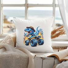 1 件/2 件/3 件蓝色恐龙怪兽卡车 DTF 熨烫贴纸，“咆哮的火焰冒险”图案，房间墙贴，适用于 T 恤、连帽衫、笔记本电脑套的汽车贴花 - 彩色 - 查看 7