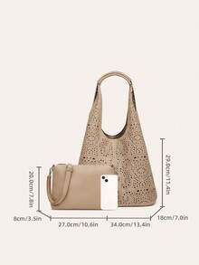 zijinling New Laser Cut Hollow Out Niche Basket Bag, Fashion Tote Bag, Large Capacity, Simple Shoulder Handbag